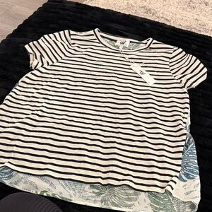 W5 Black and White Striped Short Sleeve Tee